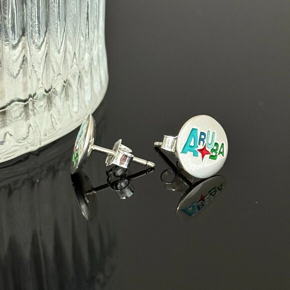 ARUBA Earrings S925 Sterling Silver Handmade Ear Stud - Picture 2 of 4